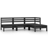 NNEVL 4 Piece Garden Lounge Set Solid Pinewood Black