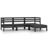NNEVL 4 Piece Garden Lounge Set Solid Pinewood Black