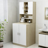 NNEVL Washing Machine Cabinet White and Sonoma Oak