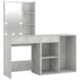 NNEVL LED Dressing Table with Cabinet Concrete Grey Engineered Wood
