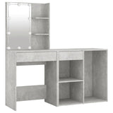 NNEVL LED Dressing Table with Cabinet Concrete Grey Engineered Wood