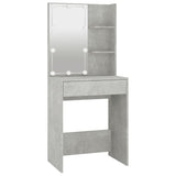 NNEVL LED Dressing Table with Cabinet Concrete Grey Engineered Wood