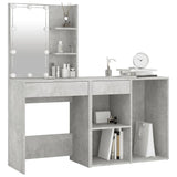 NNEVL LED Dressing Table with Cabinet Concrete Grey Engineered Wood