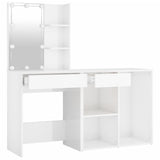 NNEVL LED Dressing Table with Cabinet High Gloss White Engineered Wood