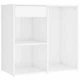 NNEVL LED Dressing Table with Cabinet High Gloss White Engineered Wood