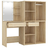 NNEVL LED Dressing Table with 2 Cabinets Sonoma Oak Engineered Wood