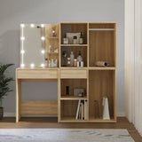NNEVL LED Dressing Table with 2 Cabinets Sonoma Oak Engineered Wood