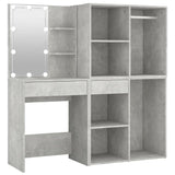 NNEVL LED Dressing Table with 2 Cabinets Concrete Grey Engineered Wood