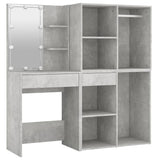 NNEVL LED Dressing Table with 2 Cabinets Concrete Grey Engineered Wood