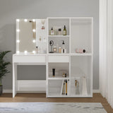 NNEVL LED Dressing Table with 2 Cabinets High Gloss White Engineered Wood