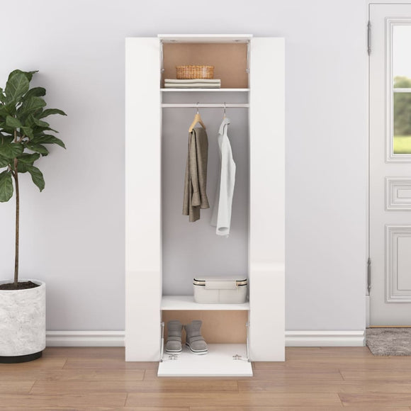 NNEVL Hallway Cabinets 2 pcs High Gloss White Engineered Wood