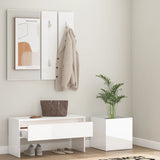 NNEVL Hallway Furniture Set High Gloss White Engineered Wood