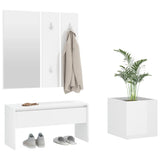 NNEVL Hallway Furniture Set High Gloss White Engineered Wood