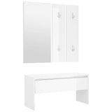 NNEVL Hallway Furniture Set High Gloss White Engineered Wood