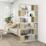 NNEVL Book Cabinet Room Divider White and Sonoma Oak 100x24x188 cm