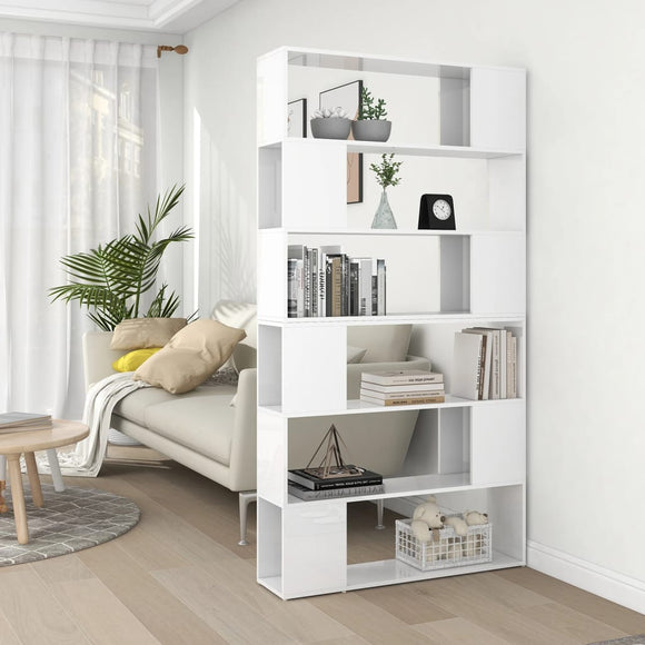 NNEVL Book Cabinet Room Divider High Gloss White 100x24x188 cm