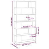 NNEVL Book Cabinet Room Divider High Gloss Black 100x24x188 cm