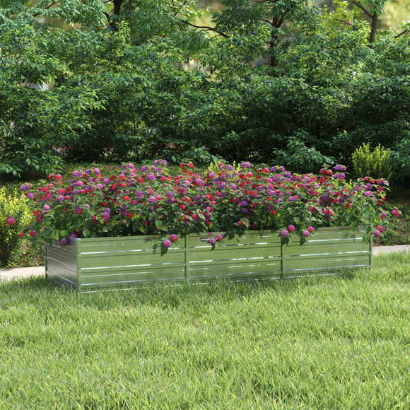 NNEVL Garden Raised Bed 240x80x45 cm Galvanized Steel Silver