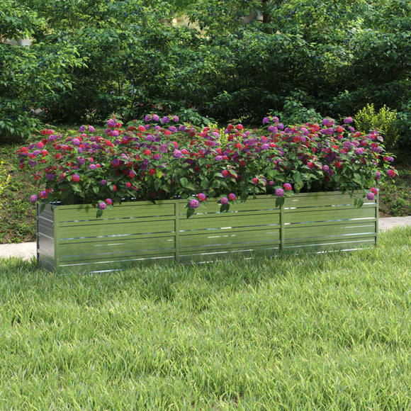 NNEVL Garden Raised Bed 240x40x45 cm Galvanized Steel Silver