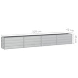 NNEVL Garden Raised Bed 320x40x45 cm Galvanized Steel Silver
