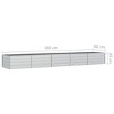 NNEVL Garden Raised Bed 400x80x45 cm Galvanized Steel Silver
