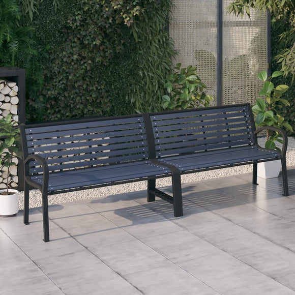 NNEVL Twin Garden Bench 251 cm Steel and WPC Black