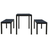 NNEVL 3 Piece Garden Dining Set Steel and WPC Black