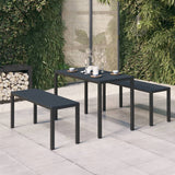 NNEVL 3 Piece Garden Dining Set Steel and WPC Black