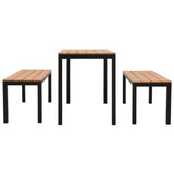 NNEVL 3 Piece Garden Dining Set Steel and WPC Brown and Black