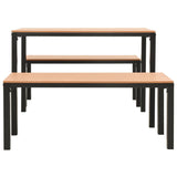 NNEVL 3 Piece Garden Dining Set Steel and WPC Brown and Black