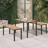 NNEVL 3 Piece Garden Dining Set Steel and WPC Brown and Black