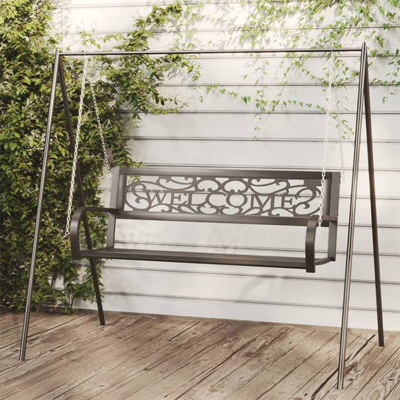 NNEVL Garden Swing Bench 125 cm Steel and Plastic Black