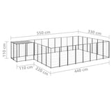 NNEVL Dog Kennel Black 15.73 m² Steel