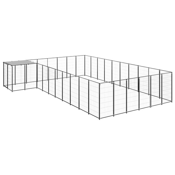 NNEVL Dog Kennel Black 19.36 m² Steel