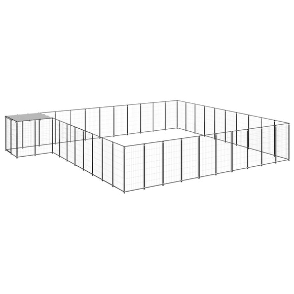 NNEVL Dog Kennel Black 31.46 m² Steel