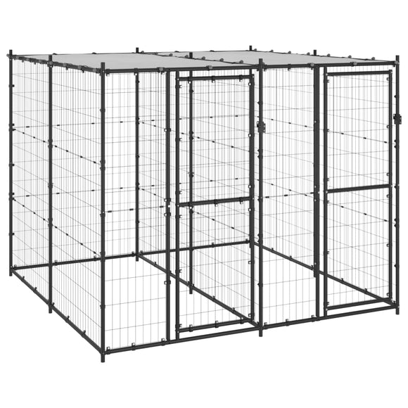 NNEVL Outdoor Dog Kennel Steel with Roof 4.84 m²