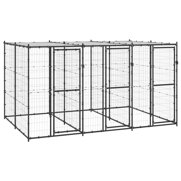 NNEVL Outdoor Dog Kennel Steel with Roof 7.26 m²