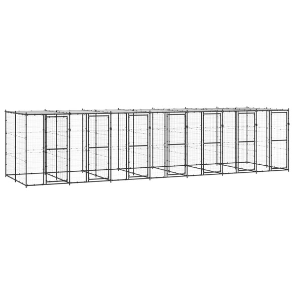 NNEVL Outdoor Dog Kennel Steel with Roof 16.94 m²