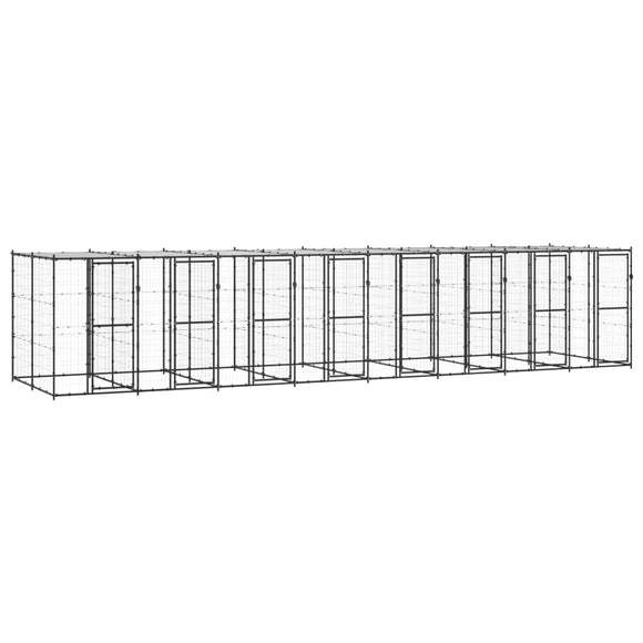 NNEVL Outdoor Dog Kennel Steel with Roof 19.36 m²