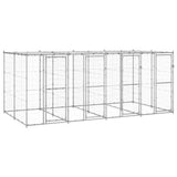 NNEVL Outdoor Dog Kennel Galvanised Steel with Roof 9.68 m²