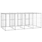 NNEVL Outdoor Dog Kennel Galvanised Steel with Roof 9.68 m²