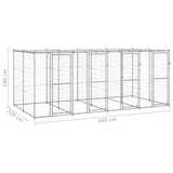 NNEVL Outdoor Dog Kennel Galvanised Steel with Roof 9.68 m²