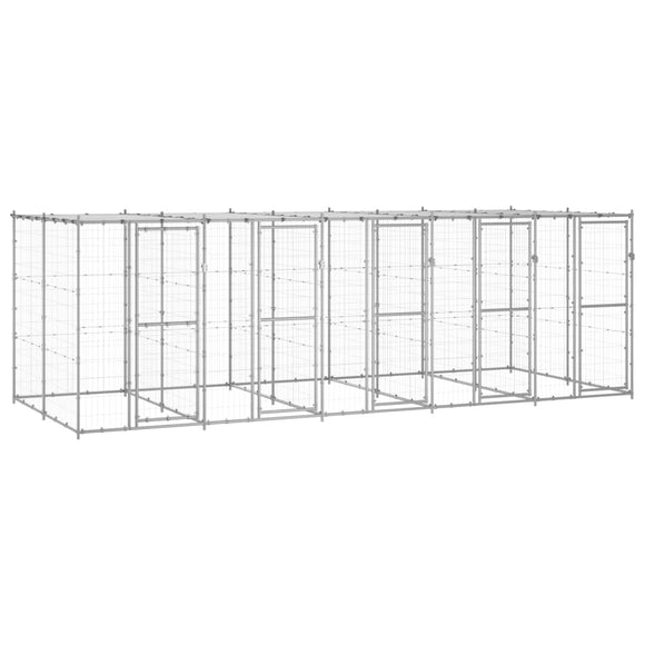 NNEVL Outdoor Dog Kennel Galvanised Steel with Roof 12.1 m²
