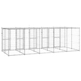NNEVL Outdoor Dog Kennel Galvanised Steel with Roof 12.1 m²