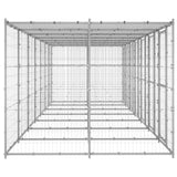 NNEVL Outdoor Dog Kennel Galvanised Steel with Roof 16.94 m²