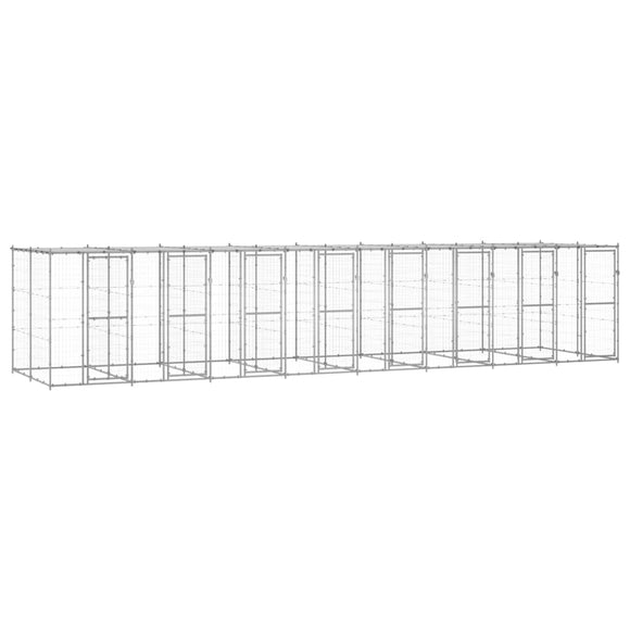 NNEVL Outdoor Dog Kennel Galvanised Steel with Roof 19.36 m²