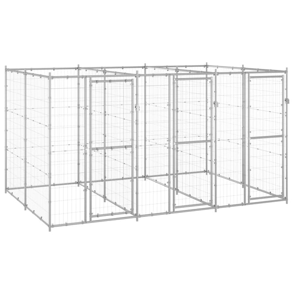 NNEVL Outdoor Dog Kennel Galvanised Steel 7.26 m²