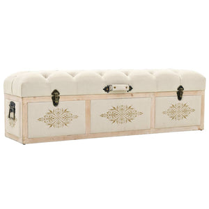 NNEVL Storage Bench 110 cm Cream Solid Firwood and Fabric