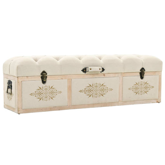 NNEVL Storage Bench 110 cm Cream Solid Firwood and Fabric