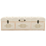 NNEVL Storage Bench 110 cm Cream Solid Firwood and Fabric